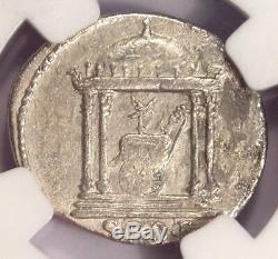Augustus AR Denarius Coin 27 BC 14 AD, Spanish Mint Certified NGC Fine