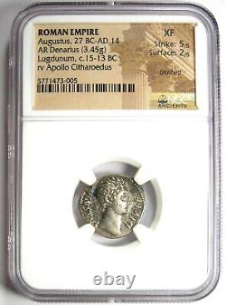 Augustus AR Denarius Silver Octavian Coin 27 BC 14 AD Certified NGC XF (EF)