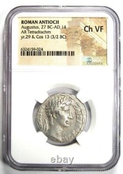 Augustus AR Tetradrachm Silver Roman Antioch Coin 3 BC Certified NGC Choice VF