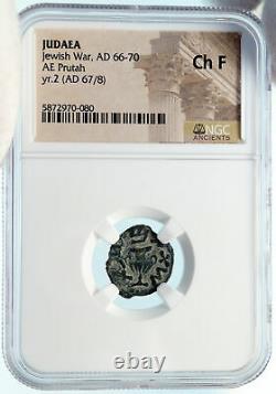 Authentic Ancient JEWISH WAR vs ROMANS 67AD Historical JERUSALEM Coin NGC i83928