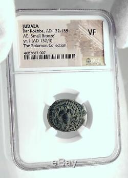 BAR KOKHBA 3rd Final Jewish Revolt WAR vs Romans 132AD Ancient Coin NGC i80694