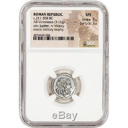 C. 211 208 BC Roman Republic AR Victoriatus Ancient Silver Coin NGC MS