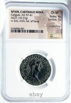 CALIGULA & CAESONIA Very Rare CARTHAGO NOVA Spain Ancient Roman Coin NGC i86176