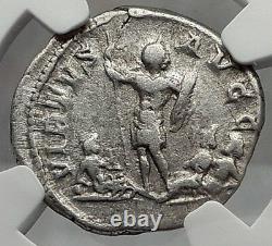 CARACALLA 207AD Britannia River-Gods RARE Ancient Silver Roman Coin NGC i59821