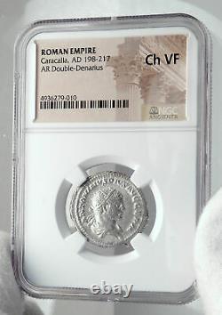 CARACALLA Authentic Ancient 216AD Rome Silver Roman Coin SOL SUN NGC i81544