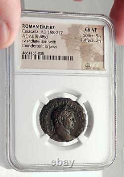 CARACALLA Authentic Ancient 217AD Rome As Genuine Roman Coin LION NGC i71724