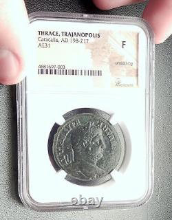 CARACALLA on HORSE Authentic Ancient Trajanopolis Thrace Roman Coin NGC i72662
