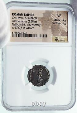 CIVIL WARS vs NERO Very RARE Galba Vindex Ancient Silver Roman Coin NGC i86400