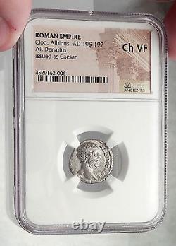 CLODIUS ALBINUS 194AD Authentic Ancient Silver Roman Coin ASCLEPIUS NGC i62060