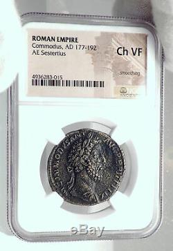 COMMODUS Addresses LEGIONARY SOLDIERS 186AD Sestertius Roman Coin NGC i81364