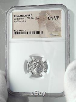 COMMODUS the Gladiator Emperor 190AD Ancient Rome Silver Roman Coin NGC i81430