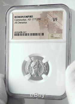 COMMODUS the Gladiator Emperor Ancient Silver Roman Coin HERCULES NGC i81434