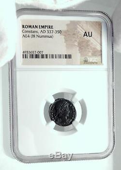 CONSTANS Authentic Ancient SOLDIERS w CHRISTIAN CHI-RHO Roman Coin NGC i78523