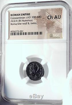 CONSTANTINE I the GREAT 330AD Romulus Remus WOLF Ancient Roman Coin NGC i81823