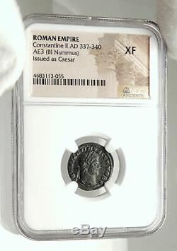 CONSTANTINE II Junior Authentic Ancient 324AD Roman Coin w CAMP GATE NGC i76302