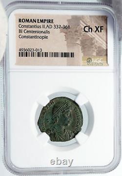 CONSTANTIUS II 337AD Constantinople Ancient OLD Roman Coin Wreath NGC i88707