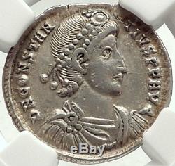 CONSTANTIUS II 355AD Sirmium Silver Siliqua Ancient Roman Coin Wreath NGC i68547