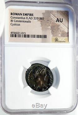 CONSTANTIUS II Genuine Ancient GLADIATOR Styl BATTLE SCENE Roman Coin NGC i82604