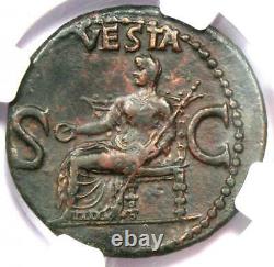Caligula AE As Copper Coin 37-41 AD Certified NGC Fine Rare Roman Coin