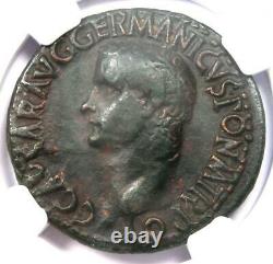 Caligula AE As Copper Coin 37-41 AD Certified NGC Fine Rare Roman Coin