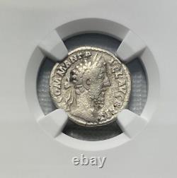 Commodus, AD 177-192 Roman Empire AR Denarius Coin -Graded NGC Fine
