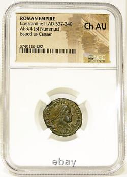 Constantine II NGC Choice AU son of the Great Soldiers Ancient Empire Roman Coin