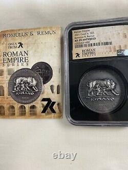 Cook Islands 2021 Romulus & Remus MS70 Antiqued 1oz Silver-Roman Empire Series
