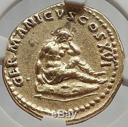 DOMITIAN 92 AD Germania Capta Authentic Ancient Roman Gold Coin Certified NGC AU