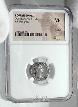 DOMITIAN Authentic Ancient 90AD Original Silver Roman Coin MINERVA NGC i81355