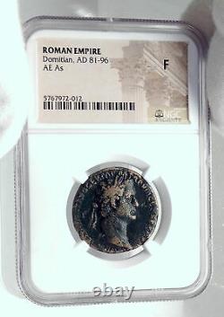 DOMITIAN at TEMPLE Saecular Games Authentic Ancient 88AD Roman Coin NGC i81421