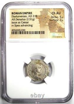 Diadumenian AR Denarius Silver Roman Coin 218 AD Certified NGC Choice AU