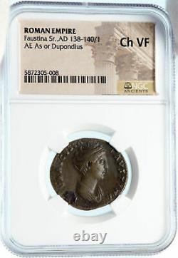 Diva FAUSTINA I Senior Authentic Ancient 141AD Rome Roman Coin PIETAS NGC i83575