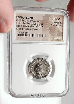 Diva MARINIANA 254AD Ancient Silver Roman Coin NGC VALERIAN I Wife i66640