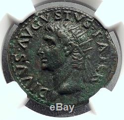 Divus AUGUSTUS 22AD Rome ALTAR Tiberius Authentic Ancient Roman Coin NGC i60242