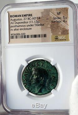 Divus AUGUSTUS Authentic Ancient 22AD Rome Dupondius Roman Coin ALTAR NGC i82696