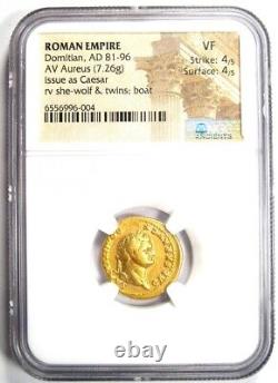 Domitian Gold AV Aureus She-Wolf Roman Gold Coin 81-96 AD Certified NGC VF