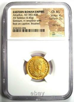 Eastern Roman Arcadius AV Solidus Gold Coin 383-408 AD. Certified NGC Choice AU
