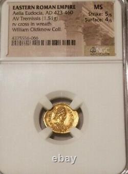 Eastern Roman Empire Aelia Eudocia Tremissis NGC MS 5/4 Ancient Gold Coin