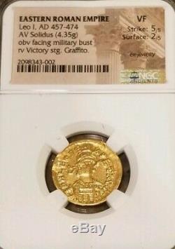 Eastern Roman Empire Leo I Gold Solidus NGC VF 5/2 Ancient Coin