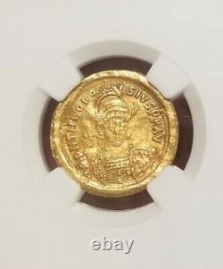 Eastern Roman Empire Theodosisus II Gold Solidus NGC XF Ancient Coin