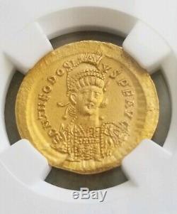 Eastern Roman Empire Theodosius II NGC MS 5/3 Ancient Gold Coin