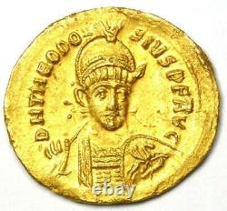 Eastern Roman Theodosius II AV Solidus Gold Coin 402 AD NGC MS UNC (Certificate)
