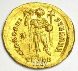 Eastern Roman Theodosius II AV Solidus Gold Coin 402 AD NGC MS UNC (Certificate)