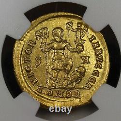 Emperor Theodosius I Gold AV Solidus 379-395 AD, Ancient Roman Gold Coin, NGC AU