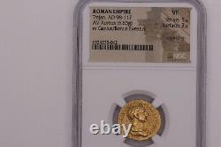 Emperor Trajan Ancient Roman AV Gold Aureus Coin, NGC VF (Very Fine), 5/5 Strike