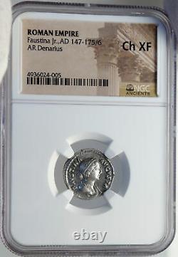 FAUSTINA II Jr Wife of MARCUS AURELIUS Ancient Silver Roman Coin NGC i82609