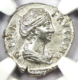 Faustina Senior AR Denarius Silver Roman Coin 138 AD. NGC Choice AU 5/5 Strike