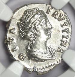 Faustina Senior AR Denarius Silver Roman Coin 138 AD. NGC Choice AU 5/5 Strike