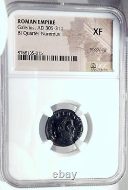 GALERIUS Authentic Ancient Siscia Quarter Follis Roman Coin GENIUS NGC i82223
