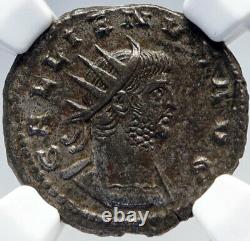 GALLIENUS Authentic Ancient 266AD Roman Coin DIANA LUCIFERA MOON NGC i82906
